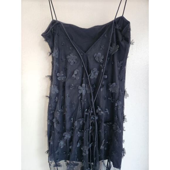 NWT Maeve Sleeveless Mesh 3D Flower Slip Midi Dress Size 10 Black #9F411 - Picture 8 of 13